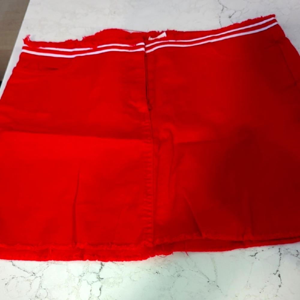 Vintage Vibrant Red Skirt with White Stripes